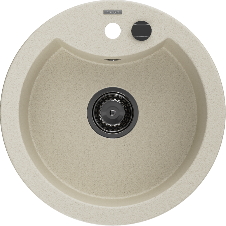 Mexen Diego Single Bowl Granite Sink 488 x 480 mm, Beige, Black Siphon - 6512481000-69-B