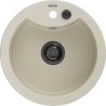 Mexen Diego granite kitchen sink 1-bowl 488 x 480 mm, beige, black siphon - 6512481000-69-B