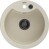Mexen Diego granite sink 1-bowl 488 x 480 mm, beige, black siphon - 6512481000-69-B