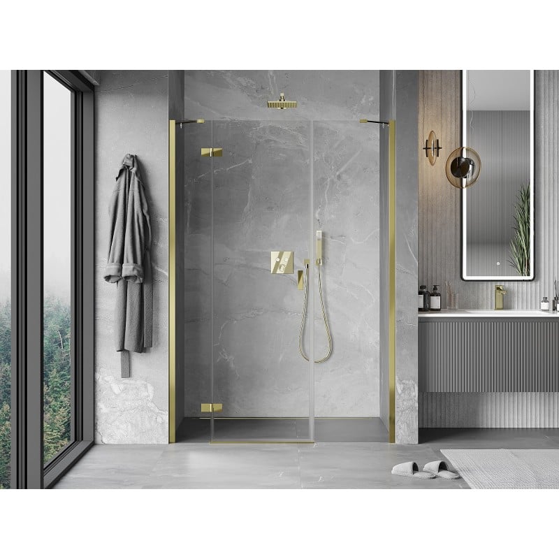 Mexen Mist-H left swing shower door 120 cm, transparent, gold - 8A5-120-001-50-00-L