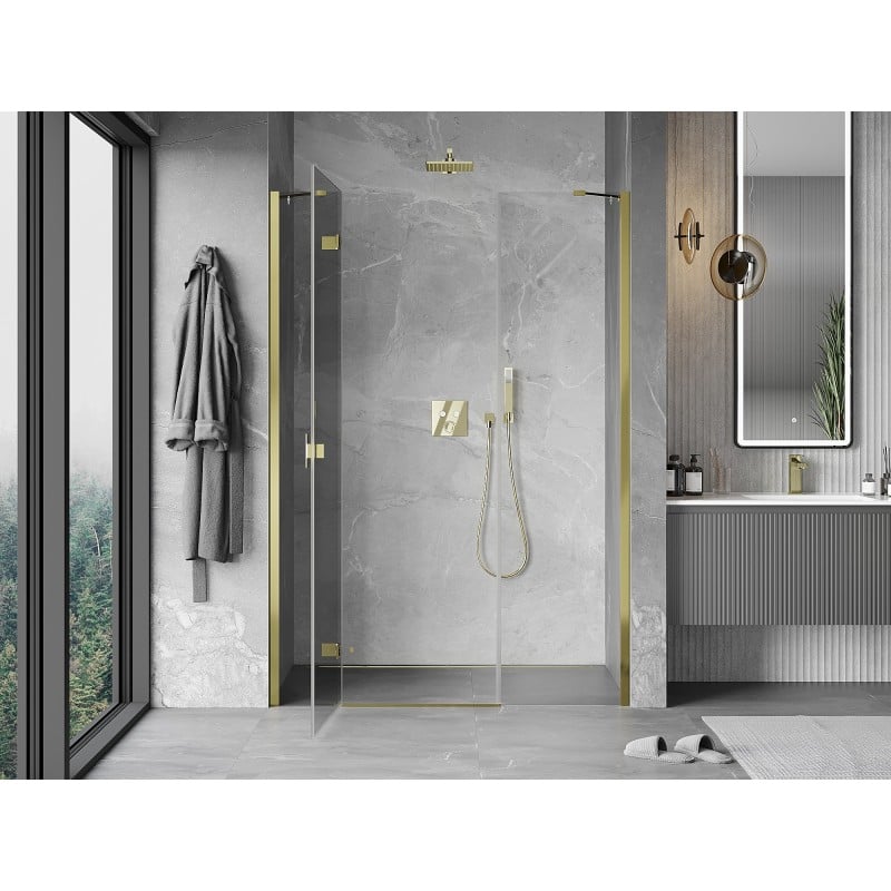Mexen Mist-H left shower door 155 cm, transparent, gold - 8A5-155-001-50-00-L