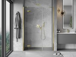Mexen Mist-H left swinging shower door 160 cm, transparent, gold - 8A5-160-001-50-00-L
