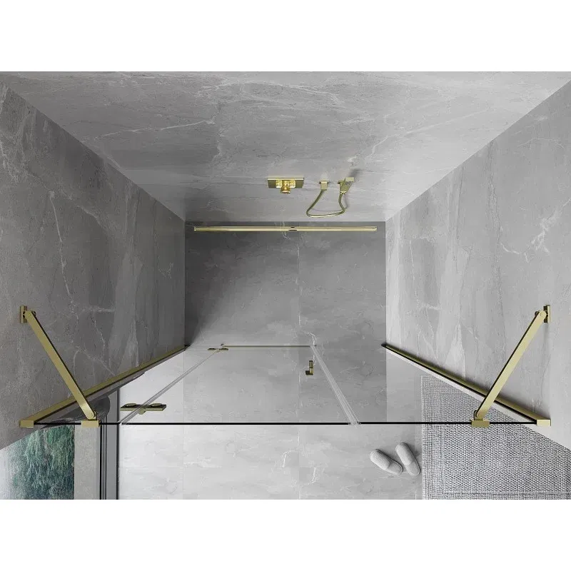 Mexen Mist-H left swinging shower door 160 cm, transparent, gold - 8A5-160-001-50-00-L