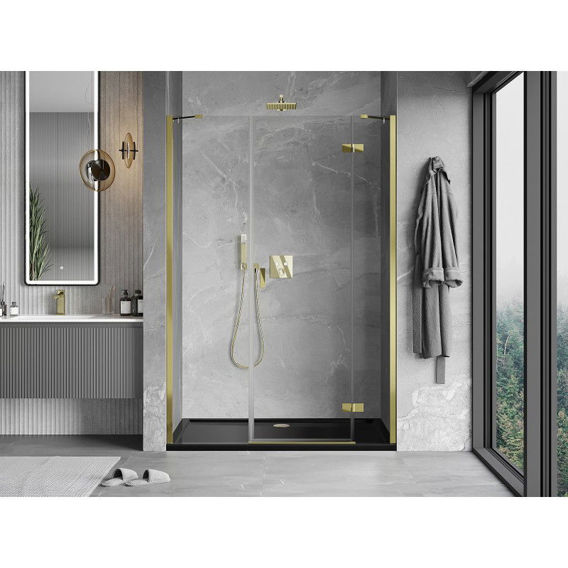 Mexen Mist-H right swing shower door 125 cm, transparent, gold - 8A5-125-001-50-00-P