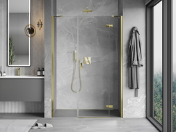 Mexen Mist-H right hinged shower door 130 cm, transparent, gold - 8A5-130-001-50-00-P