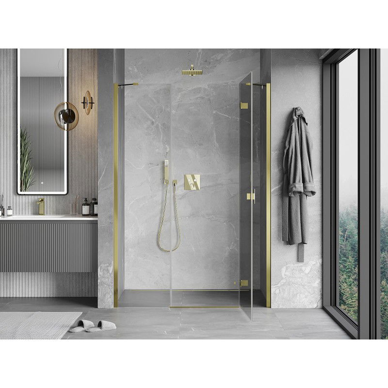 Mexen Mist-H right hinged shower door 130 cm, transparent, gold - 8A5-130-001-50-00-P