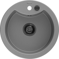 Mexen Diego 1-compartment granite sink 488 x 480 mm, Grey, siphon Black - 6512481000-71-B