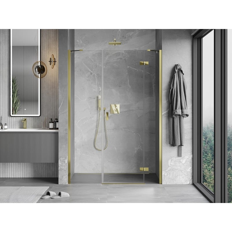 Mexen Mist-H right pivot shower door 155 cm, transparent, gold - 8A5-155-001-50-00-P