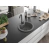 Mexen Diego 1-basin granite sink 488 x 480 mm, grey, black siphon - 6512481000-71-B