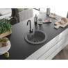 Mexen Diego granite sink 1-bowl 488 x 480 mm, gray, black siphon - 6512481000-71-B