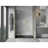 Mexen Mist-H 140 cm Left Hinged Shower Door, Transparent, Brushed Gold - 8A5-140-001-55-00-L