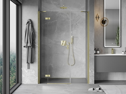 Mexen Mist-H 145 cm Left Hinged Shower Door, Transparent, Brushed Gold - 8A5-145-001-55-00-L