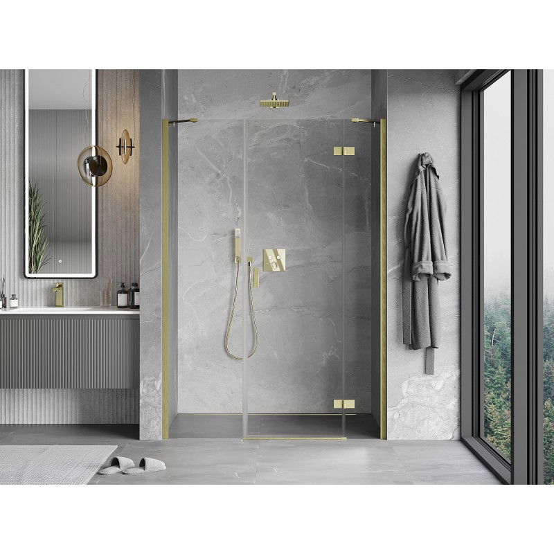Mexen Mist-H Right Hinged Shower Door 125 cm, Transparent, Brushed Gold - 8A5-125-001-55-00-P