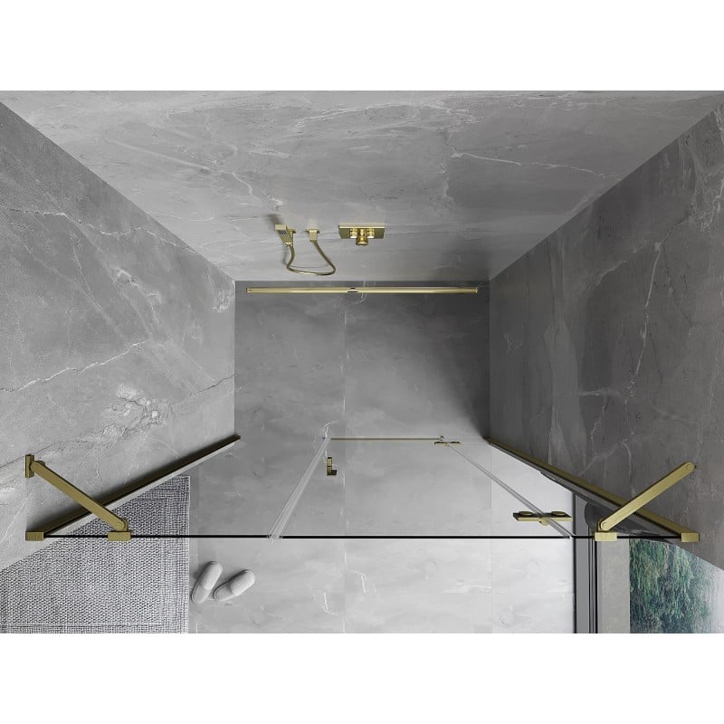 Mexen Mist-H Right Hinged Shower Door 125 cm, Transparent, Brushed Gold - 8A5-125-001-55-00-P