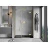 Mexen Mist-H 135 cm Right Hinged Shower Door, Transparent, Brushed Gold - 8A5-135-001-55-00-P