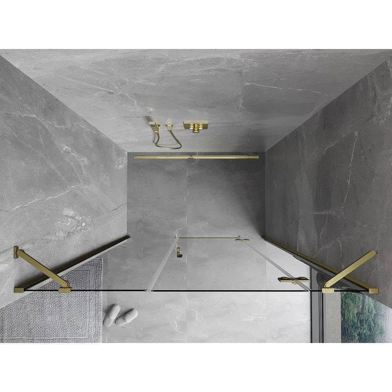 Mexen Mist-H right hinged shower door 150 cm, transparent, brushed gold - 8A5-150-001-55-00-P