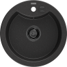 Mexen Diego granite sink 1-bowl 488 x 480 mm, black/silver metallic, black siphon - 6512481000-73-B