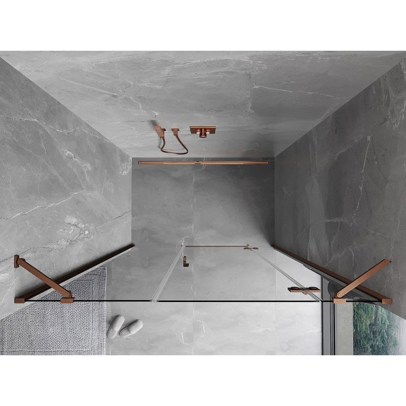 Mexen Mist-H right hinged shower door 130 cm, transparent, brushed copper - 8A5-130-001-65-00-P