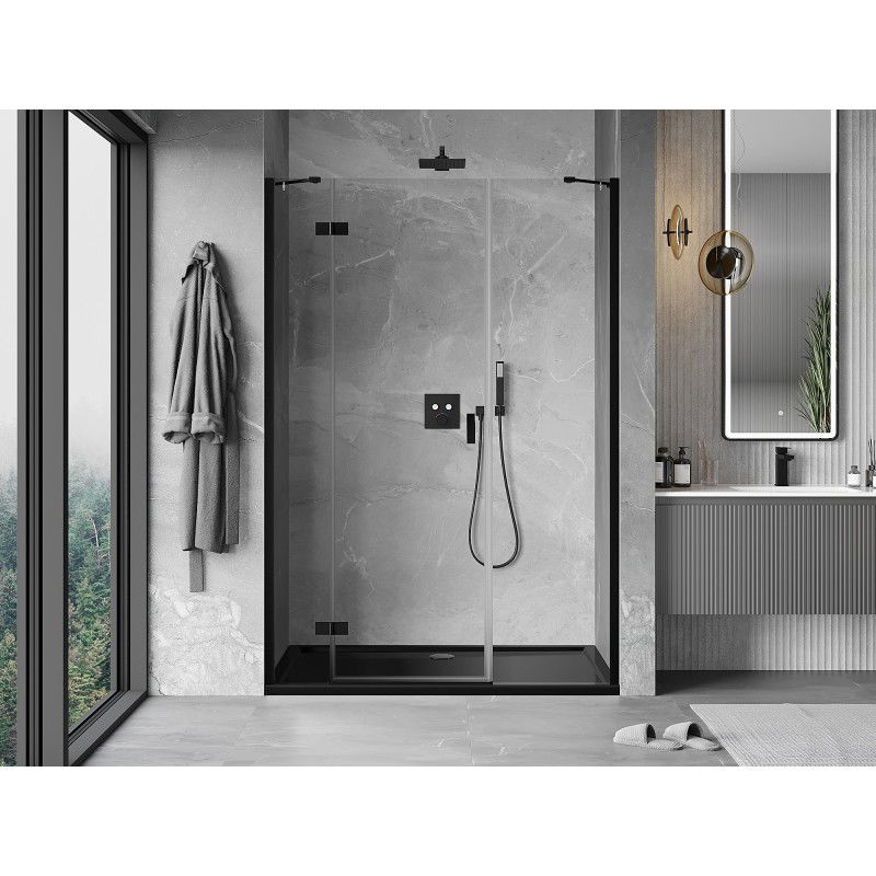 Mexen Mist-H 120 cm Left Hinged Shower Door, Transparent, Black - 8A5-120-001-70-00-L