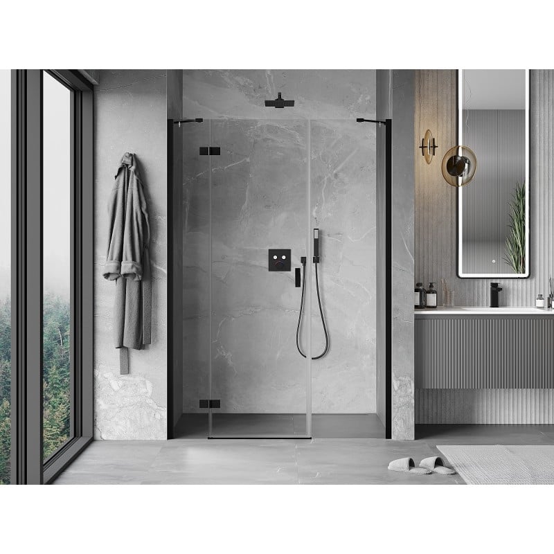 Mexen Mist-H Left Swing Shower Door 125 cm, Transparent, Black - 8A5-125-001-70-00-L