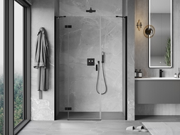 Mexen Mist-H Left Swing Shower Door 125 cm, Transparent, Black - 8A5-125-001-70-00-L