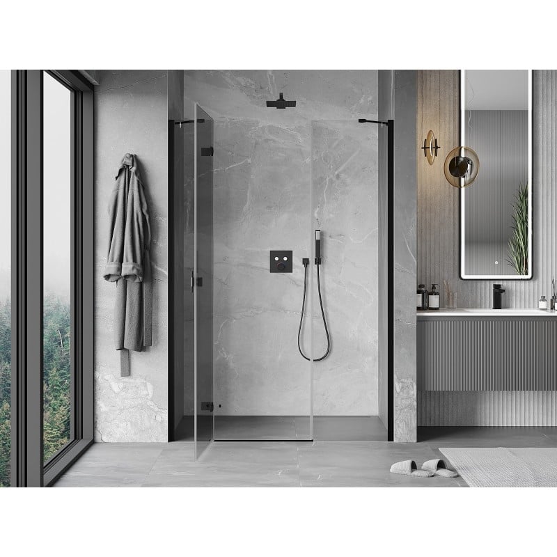 Mexen Mist-H Left Swing Shower Door 125 cm, Transparent, Black - 8A5-125-001-70-00-L