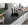Mexen Diego single-bowl granite sink 488 x 480 mm, black/gold metallic, black siphon - 6512481000-75-B