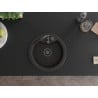 Mexen Diego single-bowl granite sink 488 x 480 mm, black/gold metallic, black siphon - 6512481000-75-B