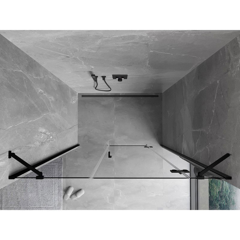 Mexen Mist-H shower door right-hinged 160 cm, transparent, black - 8A5-160-001-70-00-P