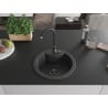 Mexen Diego granite sink 1-bowl 488 x 480 mm, black speckled, black siphon - 6512481000-76-B