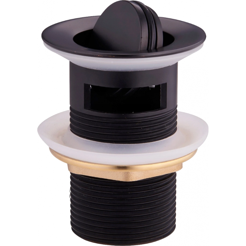 Mexen click-clack rotary drain stopper with overflow, black - 79923-70