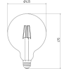 Mexen Vintis LED Filament Bulb E27, G125, 6W, Warm - 2700K, 510 lm, smoke - L158-E27-0627-70