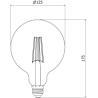 Mexen Vintis LED Filament Bulb E27, G125, 8W, Warm - 2700K, 1055 lm, clear - L158-E27-0827-00