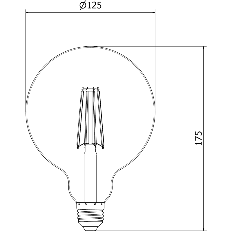 Mexen Vintis Filament LED Bulb E27, G125, 8W, Warm - 2700K, 680 lm, smoke - L158-E27-0827-70
