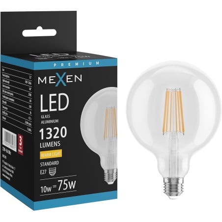 Mexen Vintis LED filament bulb E27, G125, 10W, Warm - 2700K, 1320 lm, clear - L158-E27-1027-00