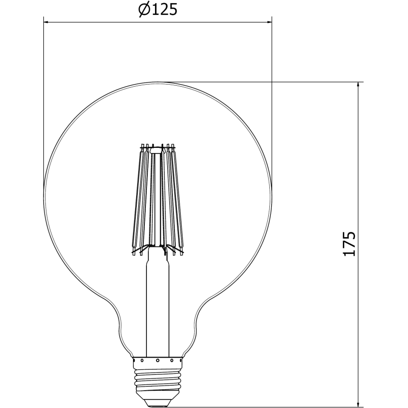 Mexen Vintis LED filament bulb E27, G125, 12W, Warm - 2700K, 1560 lm, clear - L158-E27-1227-00