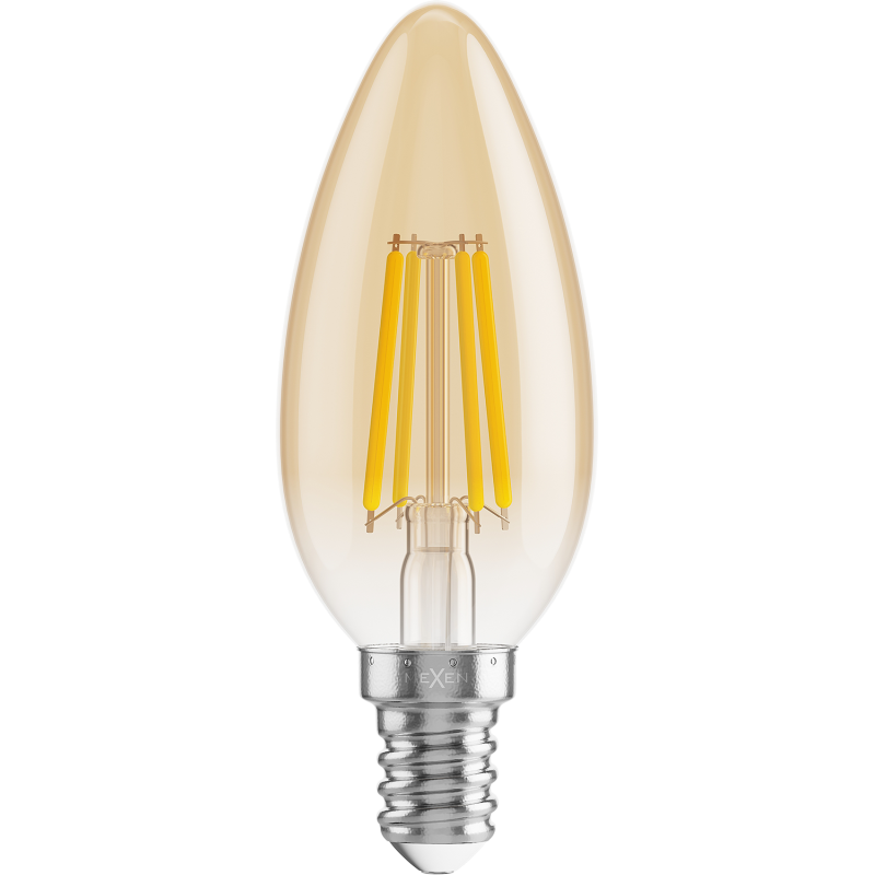 Mexen Vintis LED Filament Bulb E14, C35, 6W, Warm - 2200K, 600 lm, amber - L154-E14-0622-50