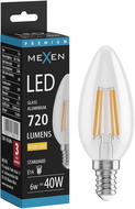 Mexen Vintis LED Filament Bulb E14, C35, 6W, Warm - 2700K, 720 lm, Clear - L154-E14-0627-00