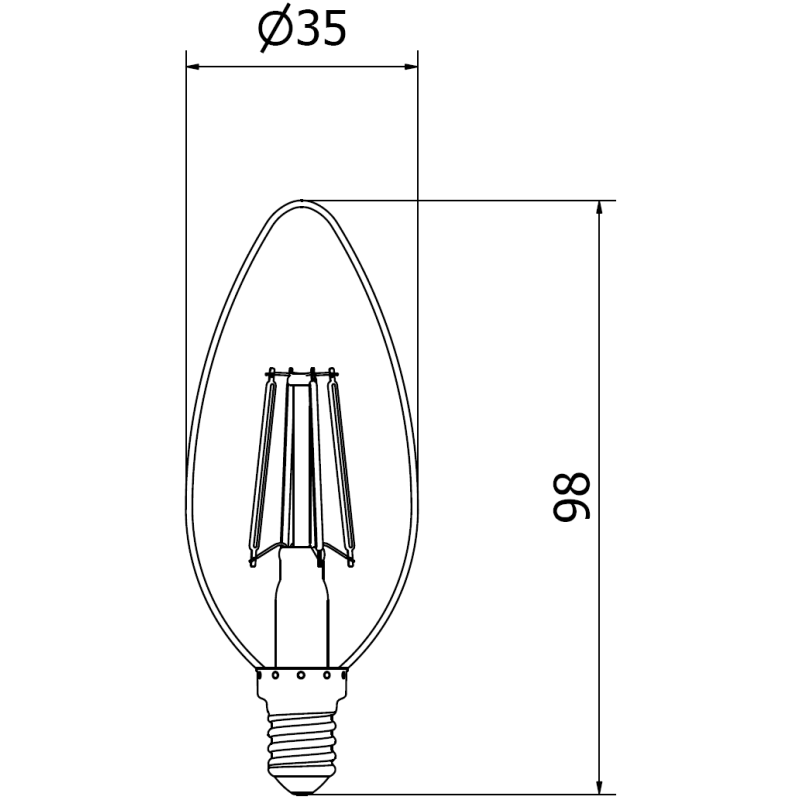 Mexen Vintis LED Filament Bulb E14, C35, 4W, Neutral - 4000K, 470 lm, clear - L154-E14-0427-00 - L154-E14-0440-00