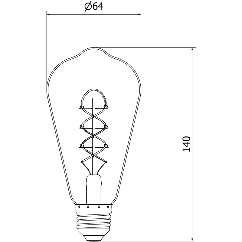 Mexen Vintis LED Filament Spiral Bulb E27, ST64, 6W, Warm - 2200K, 350 lm, smoke - L162-E27-0622-70
