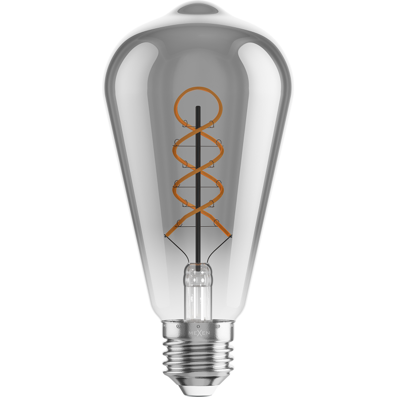 Mexen Vintis LED Filament Spiral Bulb E27, ST64, 6W, Warm - 2200K, 350 lm, smoke - L162-E27-0622-70