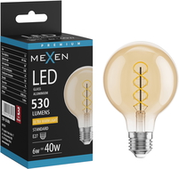 Mexen Vintis LED Filament Spiral Bulb E27, G80, 6W, Warm - 2200K, 530 lm, amber - L165-E27-0622-50