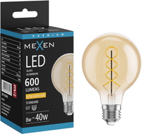 Mexen Vintis LED Filament Spiral Bulb E27, G80, 8W, Warm - 2200K, 600 lm, amber - L165-E27-0822-50