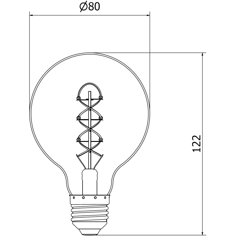 Mexen Vintis LED Filament Bulb Spiral E27, G80, 6W, Warm - 2700K, 630 lm, Clear - L165-E27-0627-00