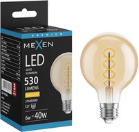 Mexen Vintis Filament LED Bulb Spiral E27, G80, 6W, Warm - 2700K, 530 lm, amber - L165-E27-0627-50