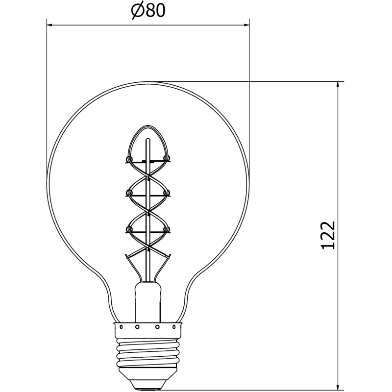 Mexen Vintis Filament Spiral LED Bulb E27, G80, 8W, Warm - 2700K, 750 lm, clear - L165-E27-0827-00