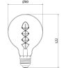 Mexen Vintis LED Filament Spiral Bulb E27, G80, 8W, Warm - 2700K, 510 lm, Smoke - L165-E27-0827-70