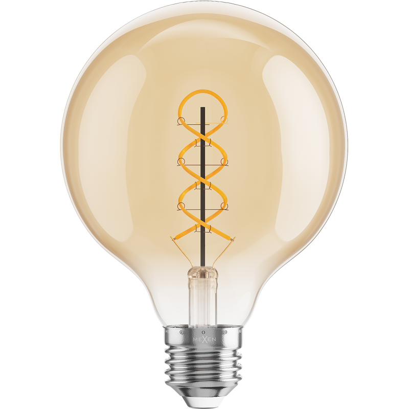 Mexen Vintis LED Filament Spiral Bulb E27, G95, 4W, Warm - 2200K, 360 lm, Amber - L167-E27-0422-50