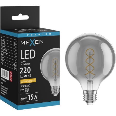 Mexen Vintis Filament Spiral LED Bulb E27, G95, 4W, Warm - 2200K, 220 lm, smoke - L167-E27-0422-70