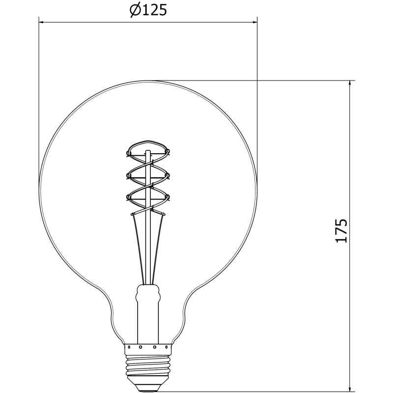 Mexen Vintis Filament Spiral LED Bulb E27, G125, 6W, Warm - 2200K, 350 lm, Smoke - L168-E27-0622-70